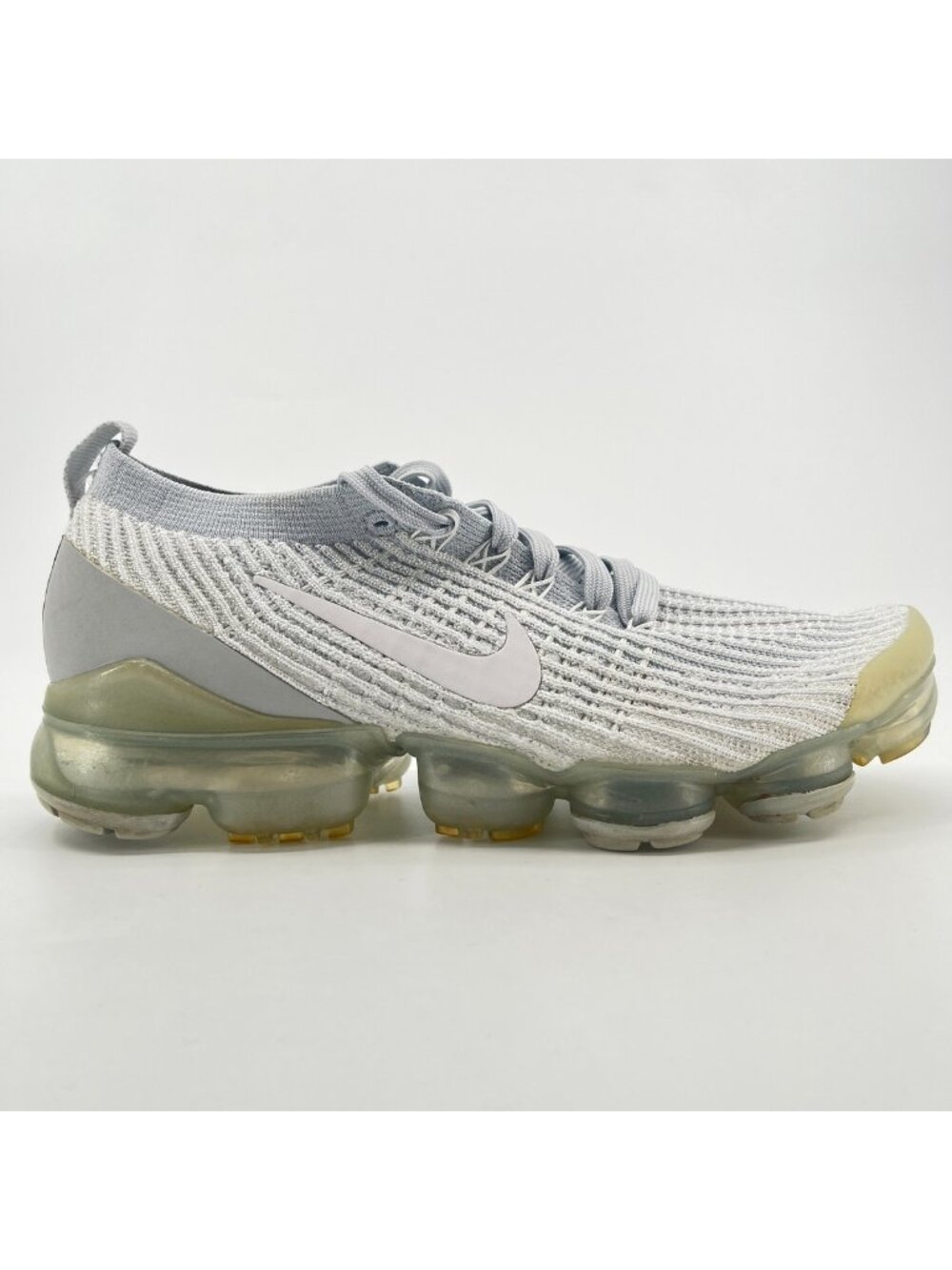 Nike Air VaporMax Flyknit 3 Womens Size 8.5 White Silver Running Shoes Sneakers